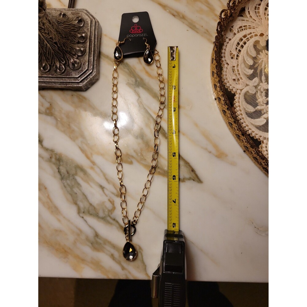 Paparazzi grey stone Necklace with earrings set - Picture 8 of 11